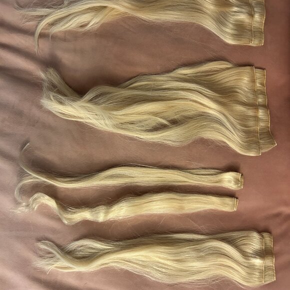 Luxy Hair 20” Clip In Extensions 160g Platinum Blonde Human Hair Set - Picture 5 of 6